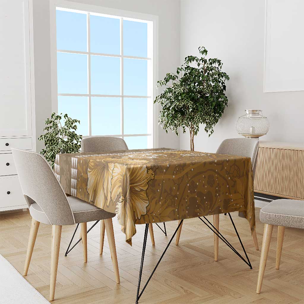 Gold Hibiscus Turle Tablecloth Hawaiian Style Tribal Tapa Pattern