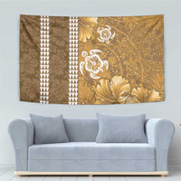 Gold Hibiscus Turle Tapestry Hawaiian Style Tribal Tapa Pattern LT9 - Polynesian Pride