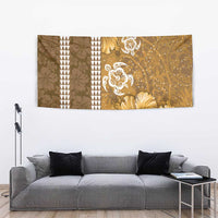 Gold Hibiscus Turle Tapestry Hawaiian Style Tribal Tapa Pattern LT9 - Polynesian Pride