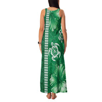 Green Hibiscus Turle Family Matching Tank Maxi Dress and Hawaiian Shirt Hawaiian Style Tribal Tapa Pattern LT9 - Polynesian Pride