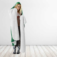 Green Hibiscus Turle Hooded Blanket Hawaiian Style Tribal Tapa Pattern