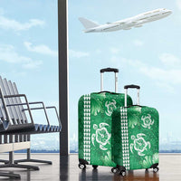 Green Hibiscus Turle Luggage Cover Hawaiian Style Tribal Tapa Pattern