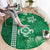 Green Hibiscus Turle Round Carpet Hawaiian Style Tribal Tapa Pattern