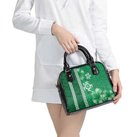 Green Hibiscus Turle Shoulder Handbag Hawaiian Style Tribal Tapa Pattern