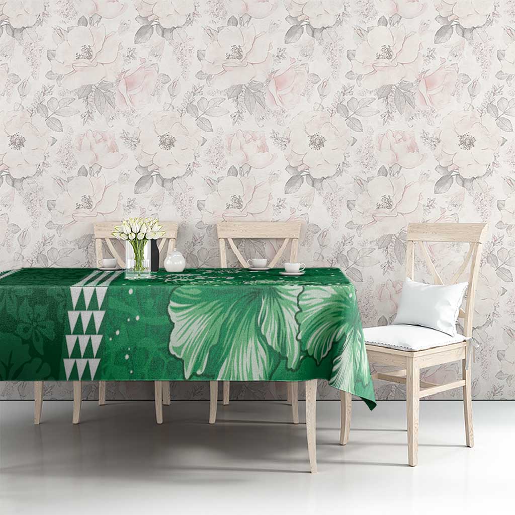 Green Hibiscus Turle Tablecloth Hawaiian Style Tribal Tapa Pattern