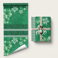 Green Hibiscus Turle Wrapping Paper Hawaiian Style Tribal Tapa Pattern LT9 58" × 23" Green - Polynesian Pride