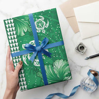 Green Hibiscus Turle Wrapping Paper Hawaiian Style Tribal Tapa Pattern LT9 - Polynesian Pride