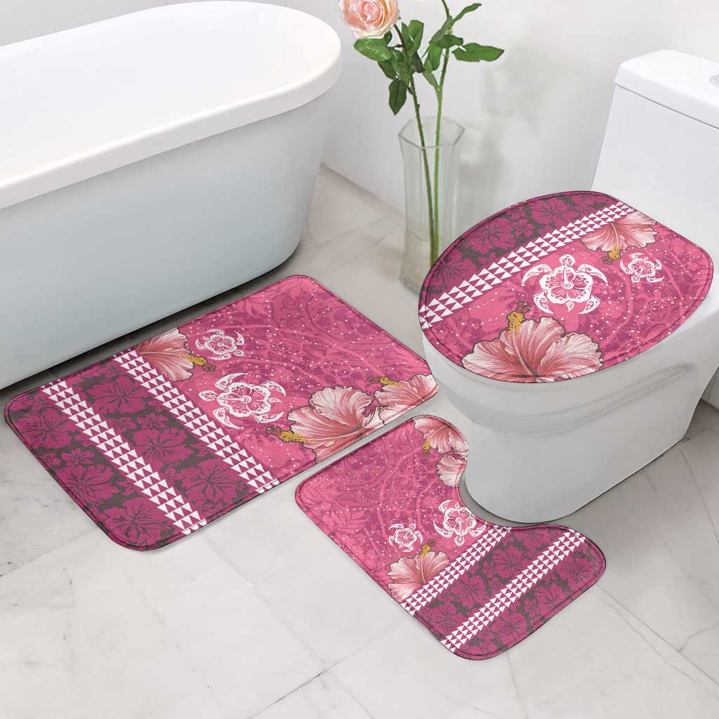 Pink Hibiscus Turle Bathroom Set Hawaiian Style Tribal Tapa Pattern LT9 - Polynesian Pride