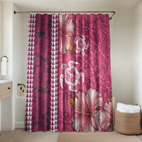 Pink Hibiscus Turle Bathroom Set Hawaiian Style Tribal Tapa Pattern LT9 Shower Curtain Only Pink - Polynesian Pride