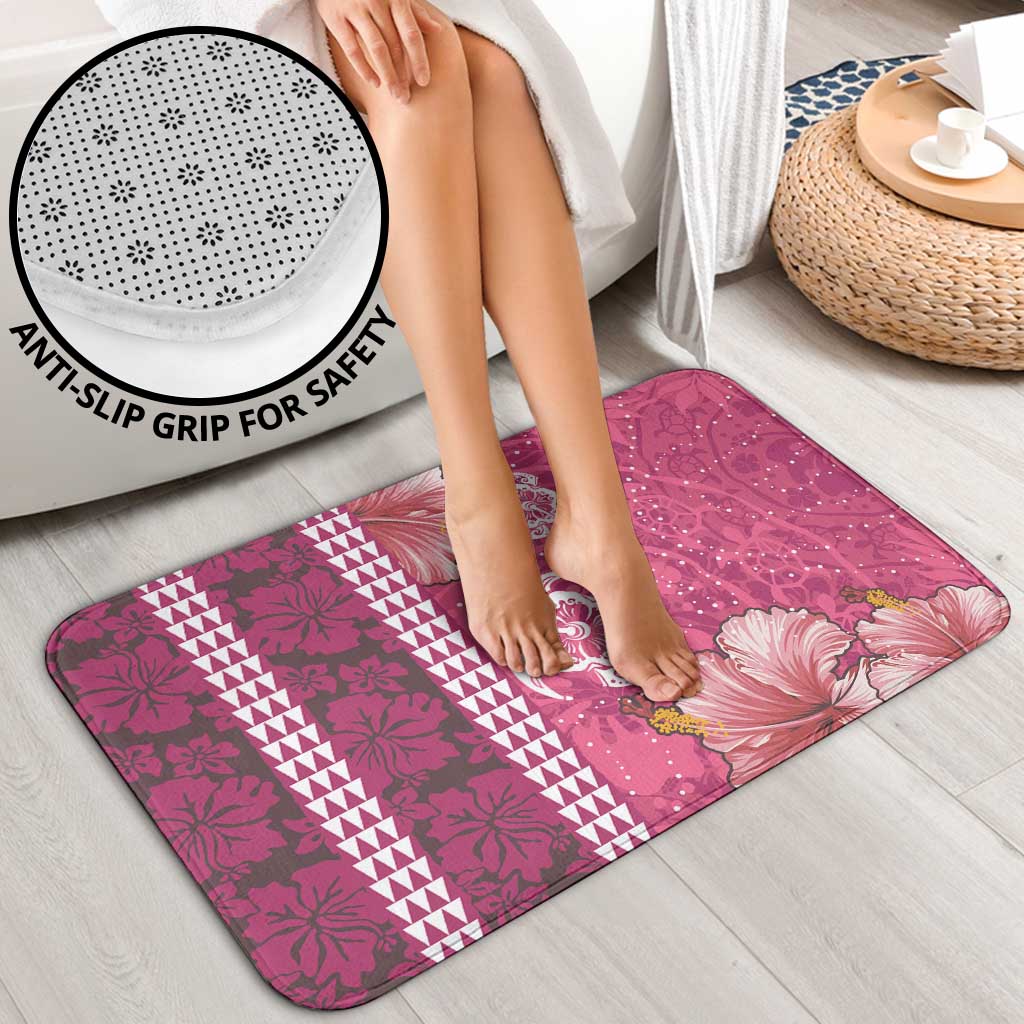 Pink Hibiscus Turle Bathroom Set Hawaiian Style Tribal Tapa Pattern LT9 - Polynesian Pride