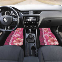Pink Hibiscus Turle Car Mats Hawaiian Style Tribal Tapa Pattern LT9 Set 2pcs - Front Pink - Polynesian Pride