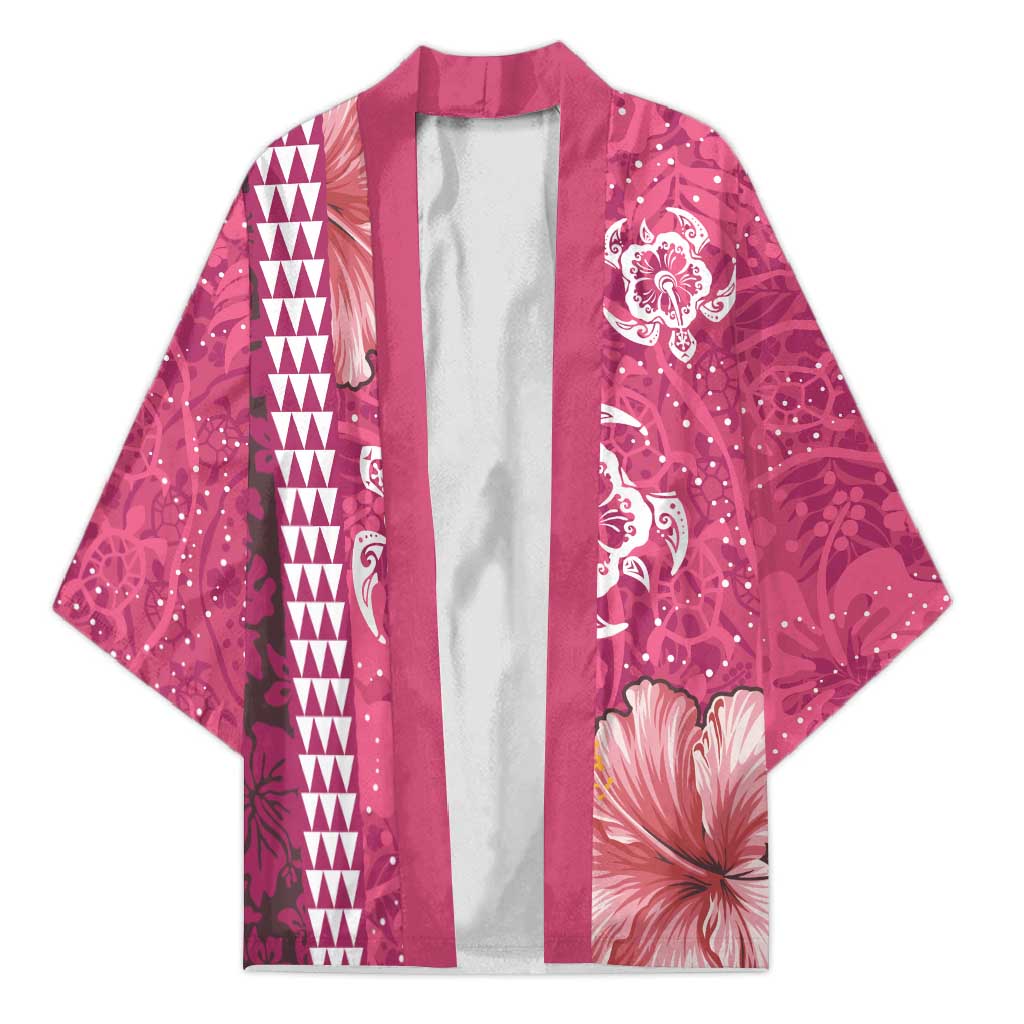 Pink Hibiscus Turle Kimono Hawaiian Style Tribal Tapa Pattern LT9 Unisex Pink - Polynesian Pride
