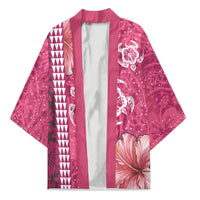 Pink Hibiscus Turle Kimono Hawaiian Style Tribal Tapa Pattern LT9 Unisex Pink - Polynesian Pride