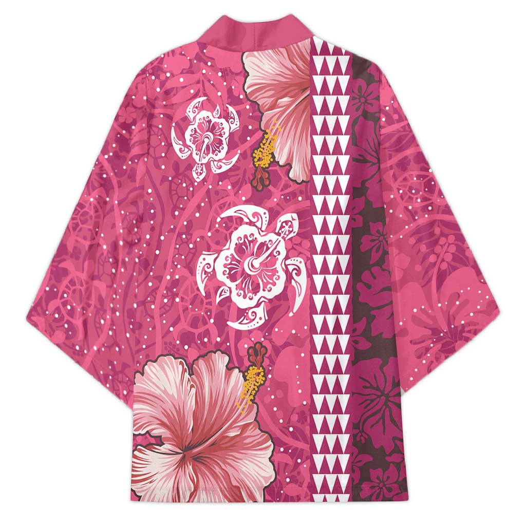 Pink Hibiscus Turle Kimono Hawaiian Style Tribal Tapa Pattern LT9 - Polynesian Pride