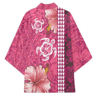 Pink Hibiscus Turle Kimono Hawaiian Style Tribal Tapa Pattern LT9 - Polynesian Pride