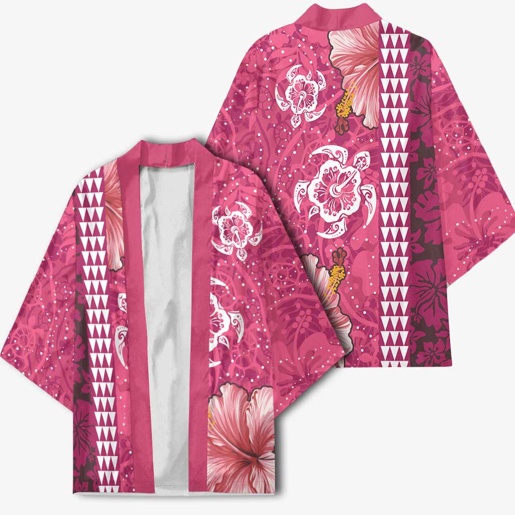 Pink Hibiscus Turle Kimono Hawaiian Style Tribal Tapa Pattern LT9 - Polynesian Pride