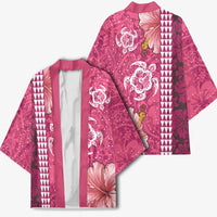 Pink Hibiscus Turle Kimono Hawaiian Style Tribal Tapa Pattern LT9 - Polynesian Pride