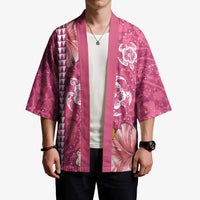 Pink Hibiscus Turle Kimono Hawaiian Style Tribal Tapa Pattern LT9 - Polynesian Pride