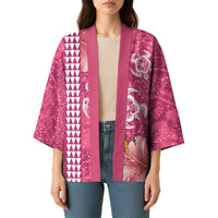 Pink Hibiscus Turle Kimono Hawaiian Style Tribal Tapa Pattern LT9 - Polynesian Pride