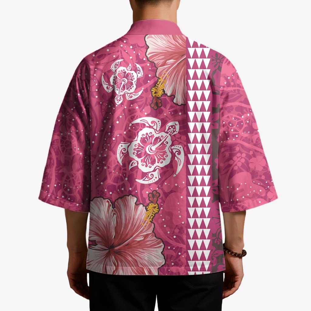 Pink Hibiscus Turle Kimono Hawaiian Style Tribal Tapa Pattern LT9 - Polynesian Pride