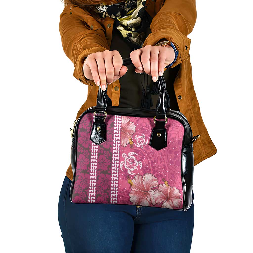 Pink Hibiscus Turle Shoulder Handbag Hawaiian Style Tribal Tapa Pattern LT9 One Size Pink - Polynesian Pride