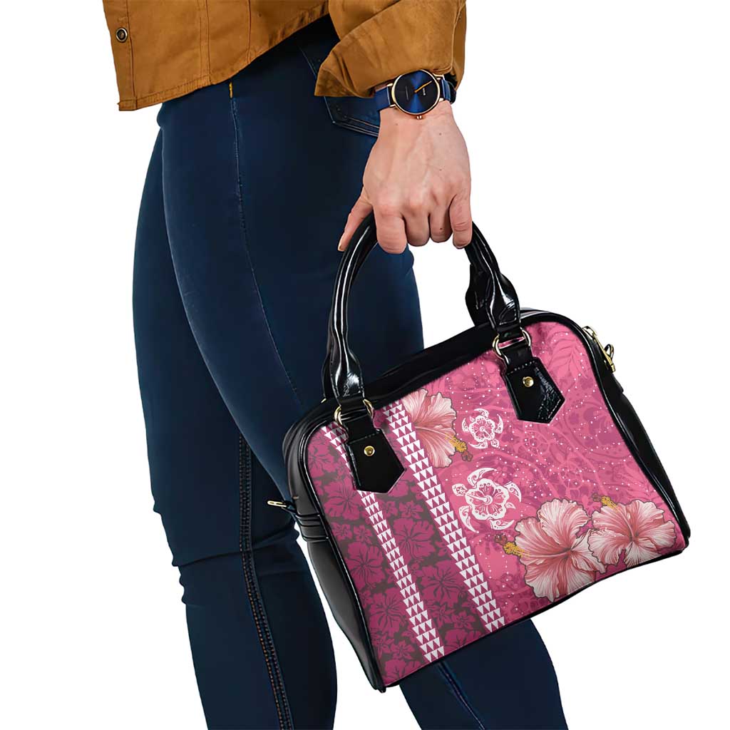Pink Hibiscus Turle Shoulder Handbag Hawaiian Style Tribal Tapa Pattern LT9 - Polynesian Pride