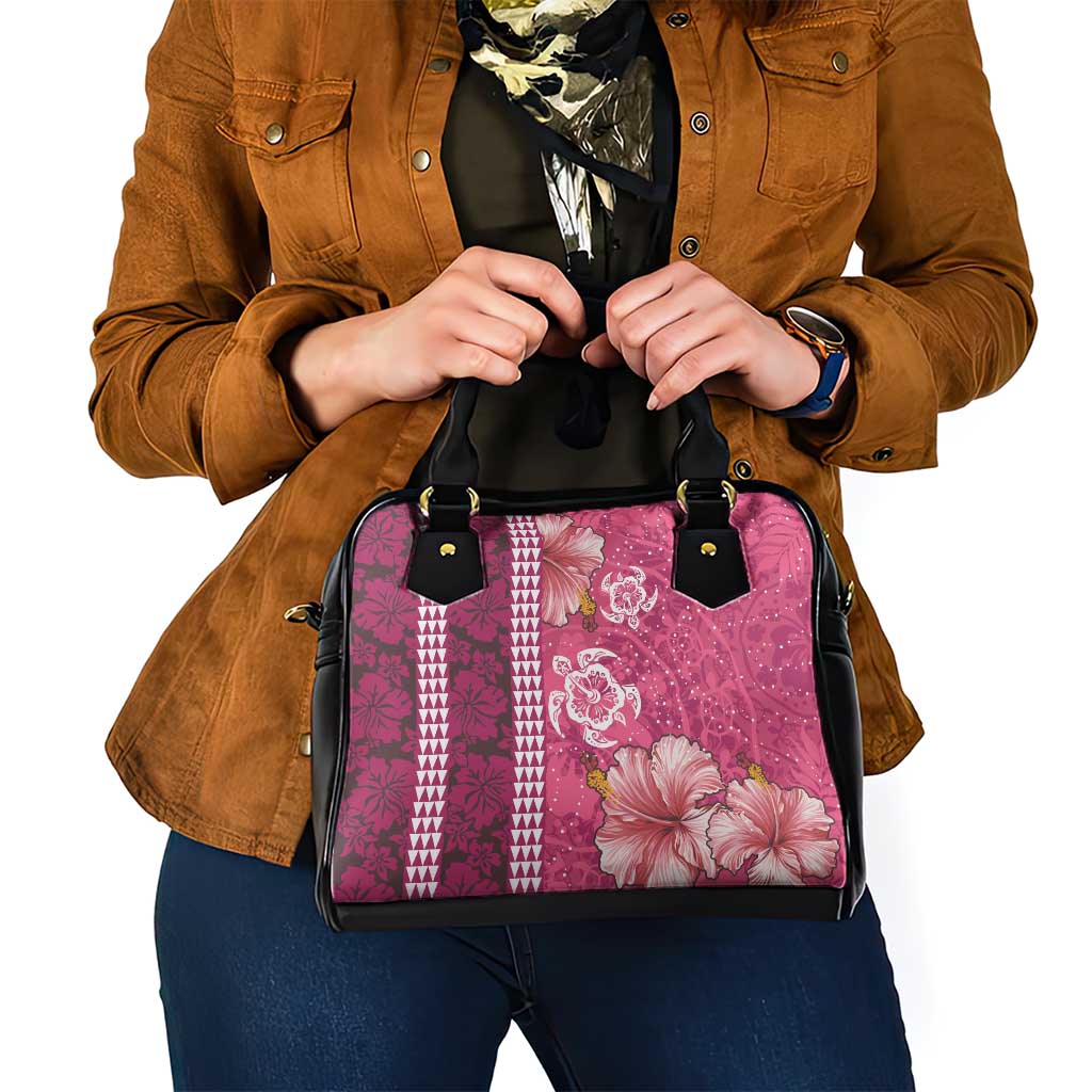 Pink Hibiscus Turle Shoulder Handbag Hawaiian Style Tribal Tapa Pattern LT9 - Polynesian Pride