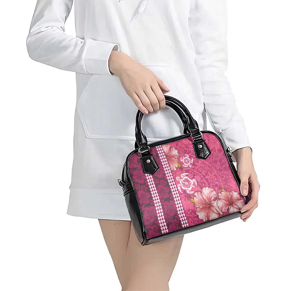 Pink Hibiscus Turle Shoulder Handbag Hawaiian Style Tribal Tapa Pattern LT9 - Polynesian Pride