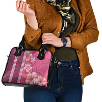 Pink Hibiscus Turle Shoulder Handbag Hawaiian Style Tribal Tapa Pattern LT9 - Polynesian Pride