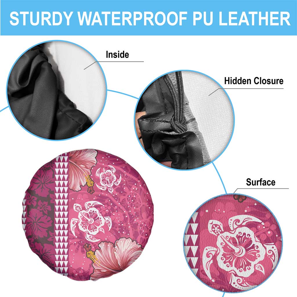Pink Hibiscus Turle Spare Tire Cover Hawaiian Style Tribal Tapa Pattern