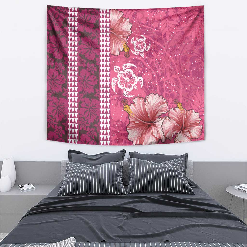 Pink Hibiscus Turle Tapestry Hawaiian Style Tribal Tapa Pattern LT9 - Polynesian Pride