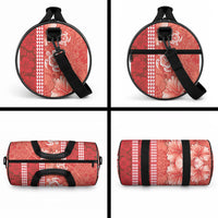 Red Hibiscus Turtle Duffle Bag Hawaiian Style Tribal Tapa Pattern LT9 - Polynesian Pride