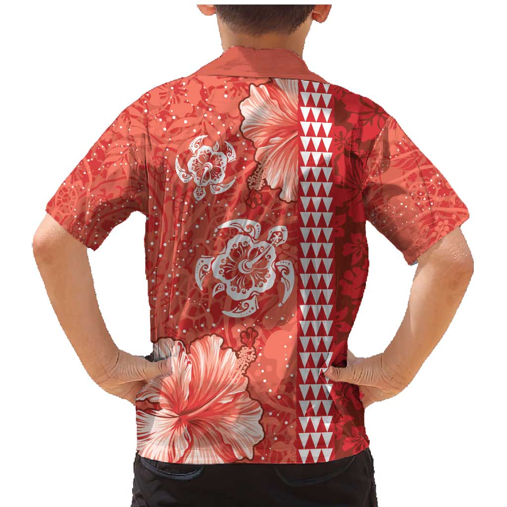 Red Hibiscus Turle Family Matching Mermaid Dress and Hawaiian Shirt Hawaiian Style Tribal Tapa Pattern LT9 - Polynesian Pride