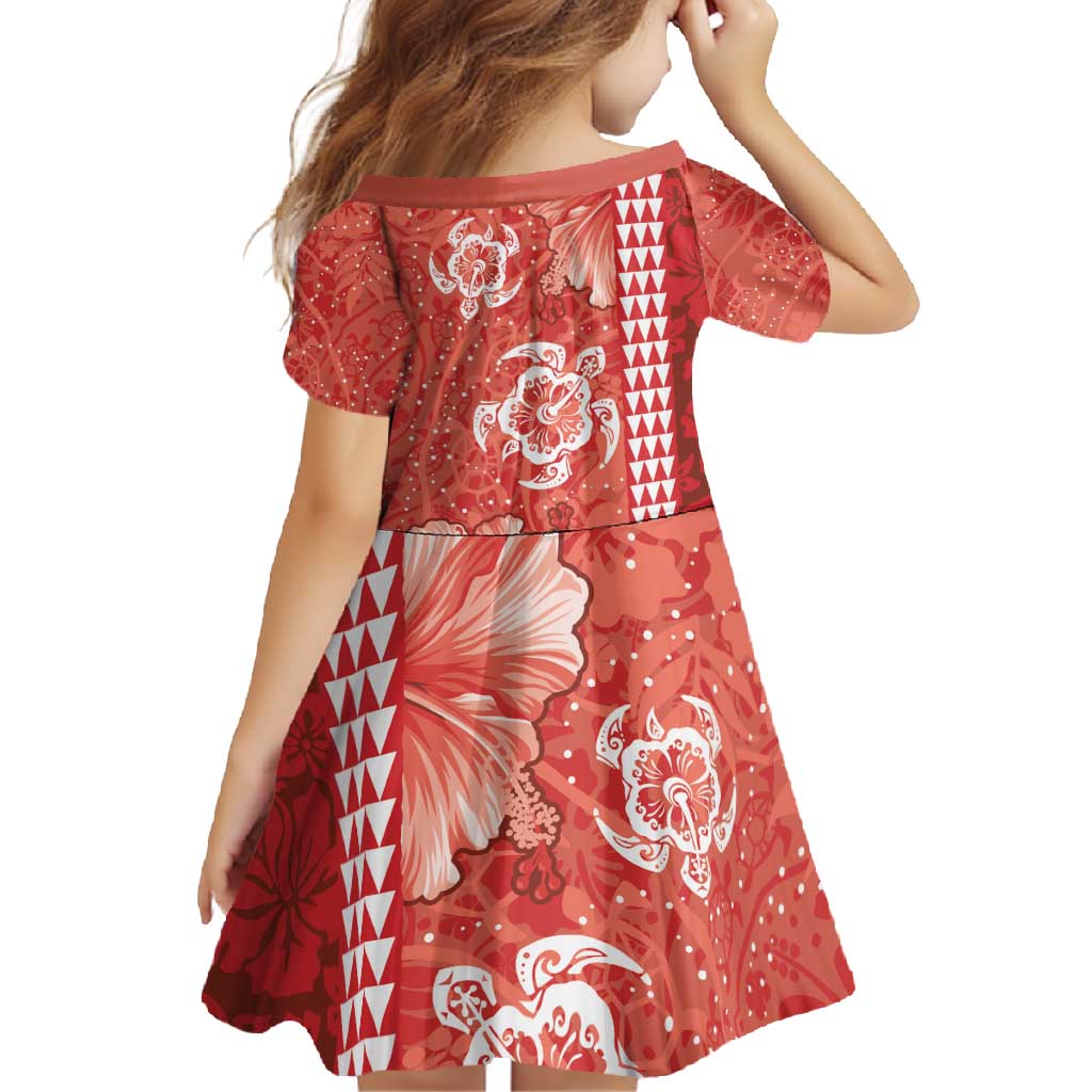 Red Hibiscus Turle Family Matching Off Shoulder Maxi Dress and Hawaiian Shirt Hawaiian Style Tribal Tapa Pattern LT9 - Polynesian Pride