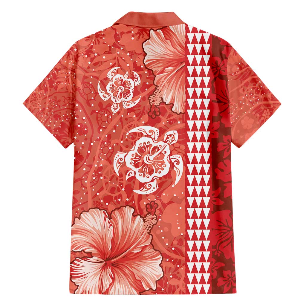 Red Hibiscus Turle Family Matching Tank Maxi Dress and Hawaiian Shirt Hawaiian Style Tribal Tapa Pattern LT9 - Polynesian Pride