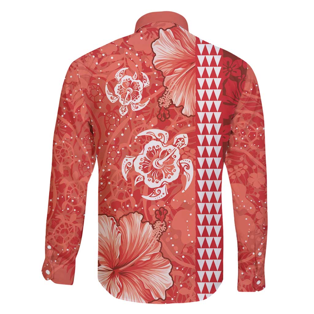 Red Hibiscus Turle Family Matching Tank Maxi Dress and Hawaiian Shirt Hawaiian Style Tribal Tapa Pattern LT9 - Polynesian Pride