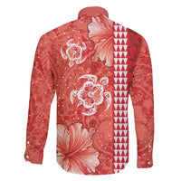Red Hibiscus Turle Family Matching Tank Maxi Dress and Hawaiian Shirt Hawaiian Style Tribal Tapa Pattern LT9 - Polynesian Pride