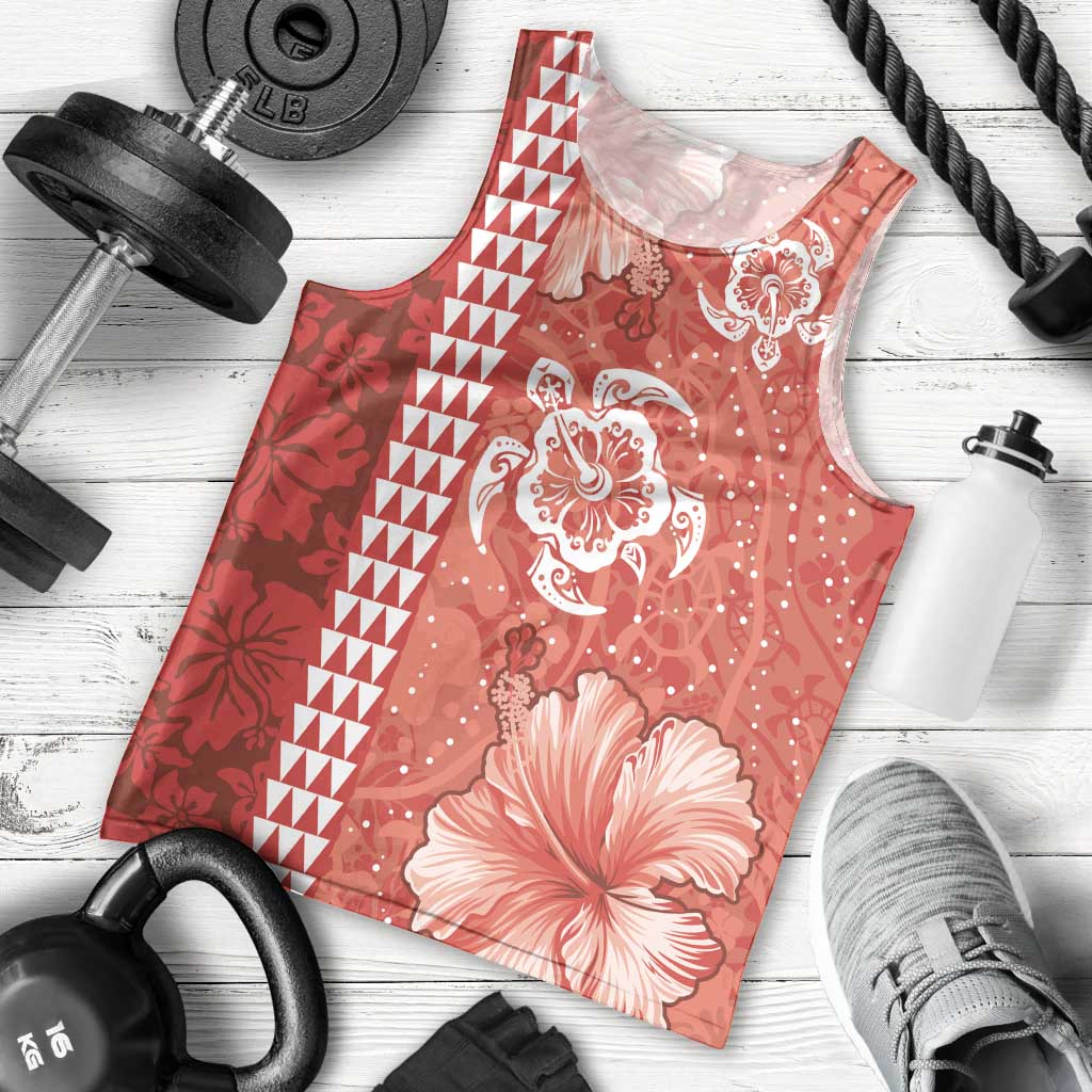 Red Hibiscus Turle Men Tank Top Hawaiian Style Tribal Tapa Pattern LT9 - Polynesian Pride
