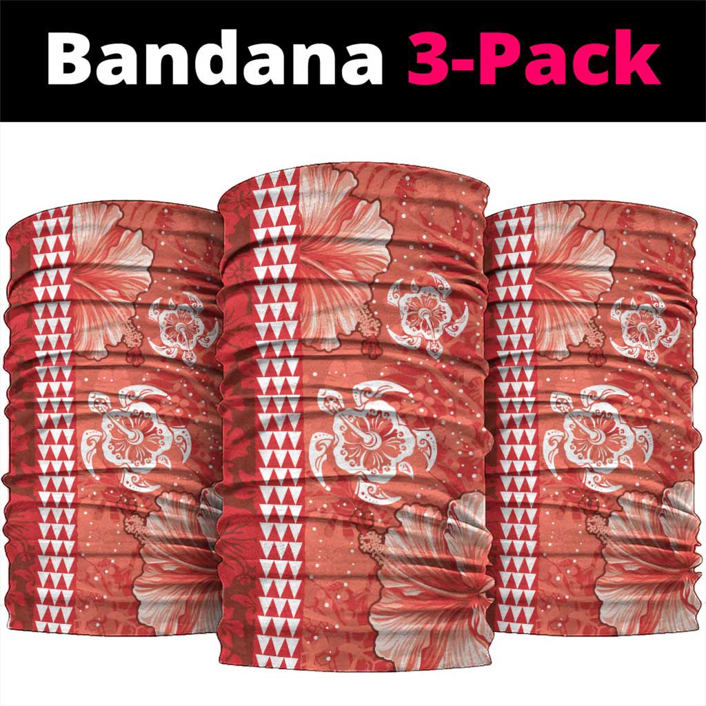 Red Hibiscus Turle Neck Gaiter Hawaiian Style Tribal Tapa Pattern LT9 package One Size: 25*50cm Red - Polynesian Pride
