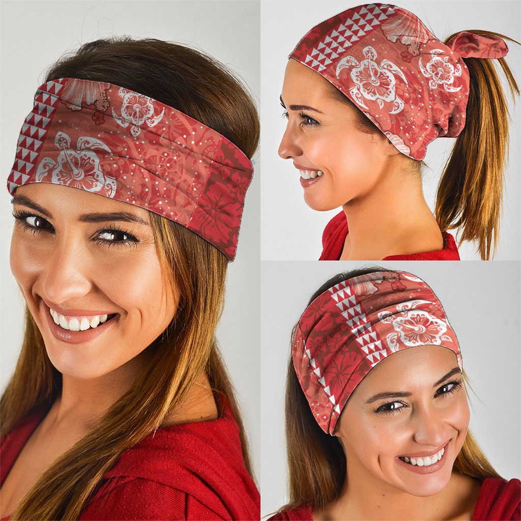 Red Hibiscus Turle Neck Gaiter Hawaiian Style Tribal Tapa Pattern LT9 - Polynesian Pride