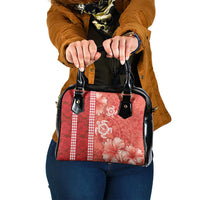 Red Hibiscus Turle Shoulder Handbag Hawaiian Style Tribal Tapa Pattern
