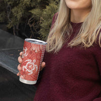 Red Hibiscus Turle Tumbler Cup Hawaiian Style Tribal Tapa Pattern