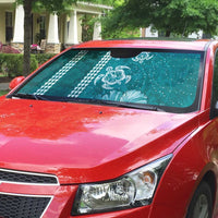 Teal Hibiscus Turle Auto Sun Shade Hawaiian Style Tribal Tapa Pattern - Polynesian Pride