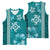 Teal Hibiscus Turle Basketball Jersey Hawaiian Style Tribal Tapa Pattern - Polynesian Pride