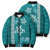 Teal Hibiscus Turle Bomber Puffer Jacket Hawaiian Style Tribal Tapa Pattern - Polynesian Pride