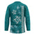 Teal Hibiscus Turle Hockey Jersey Hawaiian Style Tribal Tapa Pattern - Polynesian Pride
