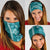 Teal Hibiscus Turle Neck Gaiter Hawaiian Style Tribal Tapa Pattern - Polynesian Pride
