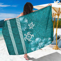 Teal Hibiscus Turle Sarong Hawaiian Style Tribal Tapa Pattern LT9 One Size 44 x 66 inches Teal - Polynesian Pride