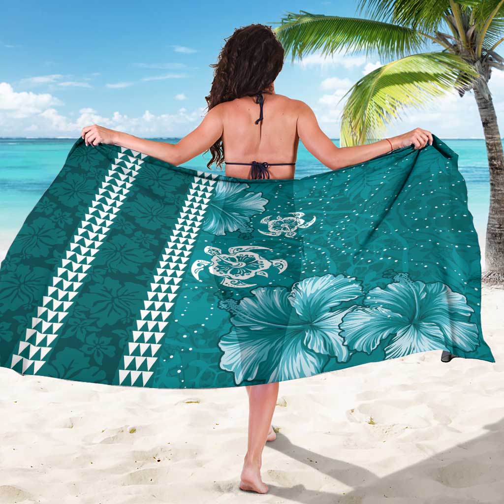 Teal Hibiscus Turle Sarong Hawaiian Style Tribal Tapa Pattern LT9 - Polynesian Pride
