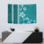 Teal Hibiscus Turle Tapestry Hawaiian Style Tribal Tapa Pattern